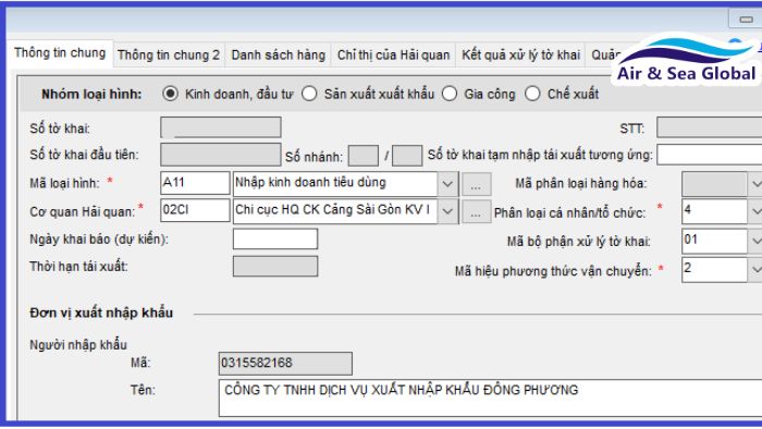 Các loại hình khai báo hải quan trên tờ khai