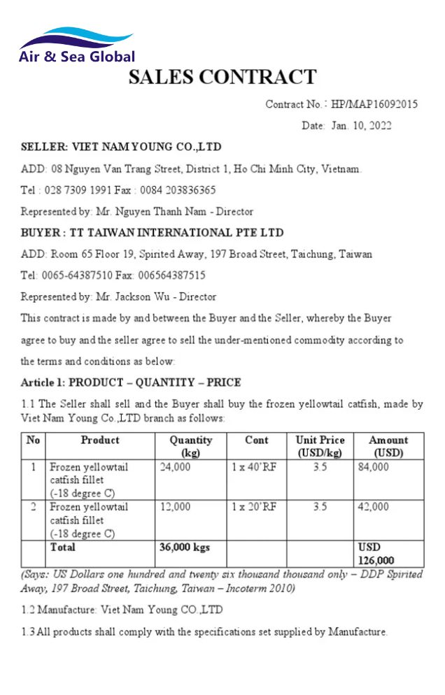 Mẫu Sales Contract