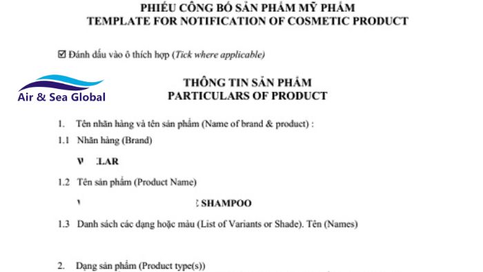 Phiếu công bố mỹ phẩm mẫu