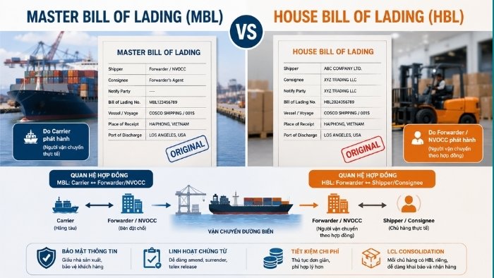 Phân biệt Master Bill và House Bill: MBL và HBL khác nhau thế nào? 